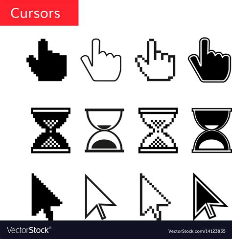 Mouse Cursors Set Pixel Cursors Royalty Free Vector Image