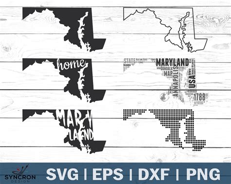 Maryland State SVG Maryland Outline SVG Cut Files DXF Files Commercial ...