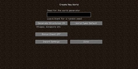 Create New World Options, Explained