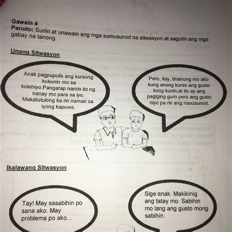Gabay Na Tanong 1 Alin Sa Dalawang Na Sitwasyon Ang Nagpapakita Ng