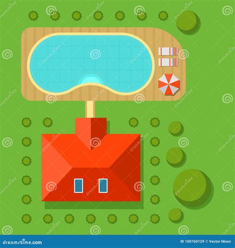 Plan of Private House Vector Illustration Top View of Outdoor Home ...