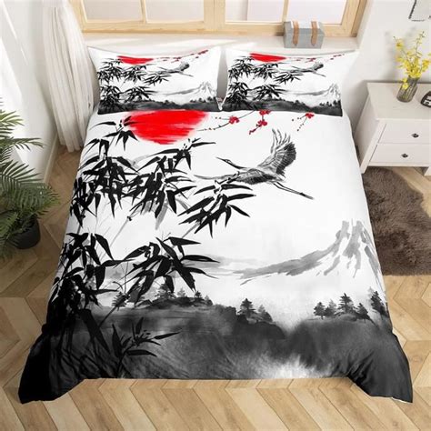 Parure De Lit De Style Japonais Motif Grue De Montagne Pour Enfants