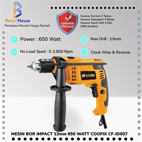 Jual Mesin Bor Tembok Beton 13mm Impact Drill 650Watt COOFIX CF ID007