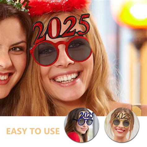 Salinist 4pcs 2025 New Year Eyeglasses 2025 Happy New Years Eve Glasses Decorative Sunglasses