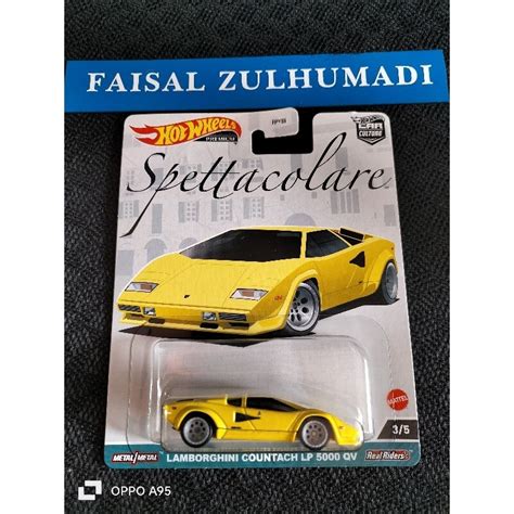 Hot Wheels Premium Spettacolare Lamborghini Countach LP 5000 QV Yellow FZCC Shopee Malaysia