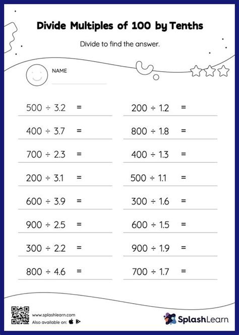 Free Printable Divide Whole Numbers By Decimals Worksheets