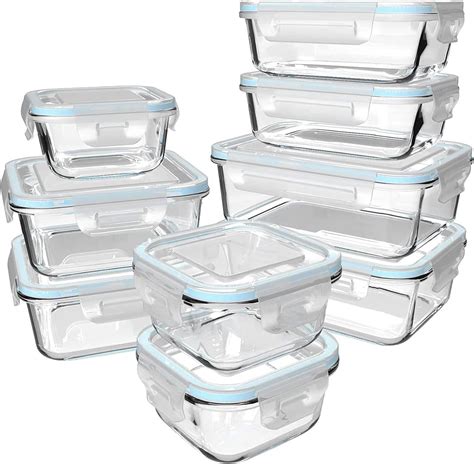 Genicook Glass Food Storage Containers Set Of 9 Microwavable Glass