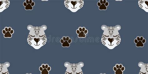 Vector Pattern with Snow Leopard and Paw Prints. Stock Vector ...