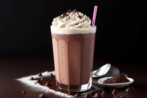 Um Milk Shake De Chocolate Chantilly E Gotas De Chocolate Por Cima