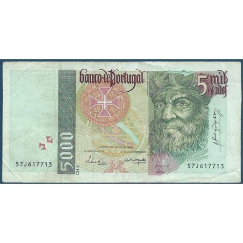 PORTUGAL 5 000 ESCUDOS 1998 Billet de banque Qualité TTB