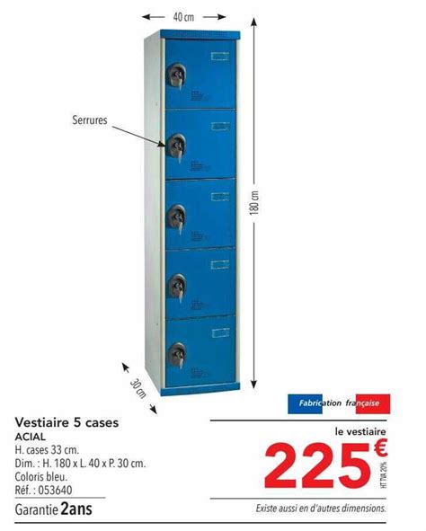 Promo Vestiaire 5 Cases Acial Chez Metro Icataloguefr