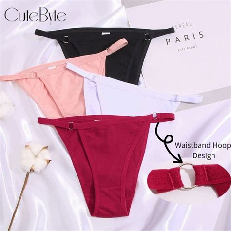 CuteByte Sexy Cotton Panty Waistband Hoop Design Brief Women Lingerie Intimate Bikini Low Waist