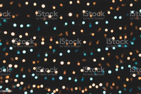 Christmas Lights Festive New Year Blurred Golden Blue And Black