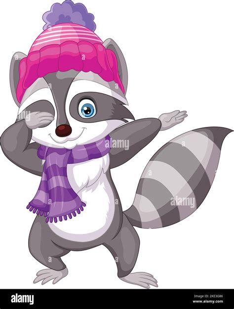 Mapache De Dibujos Animados Con Gorro Y Bufanda Imagen Vector De Stock