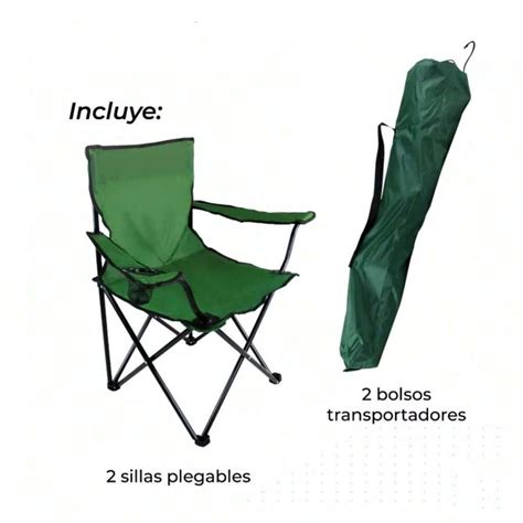 2 Piezas Silla Portatil Para Acampar Campamento Comoda Silla Plegable