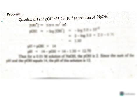 Solution Calculate Ph And Poh Of X M Solution Of Naoh Studypool