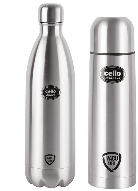 Cello Swift Steel Flask Litre Silver Lifestyle Stainless Steel