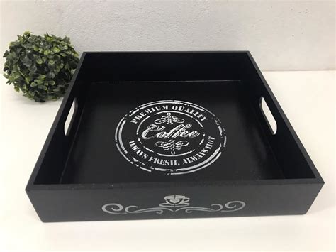 Bandeja Caf Decorativa Coffee Preto X Elo