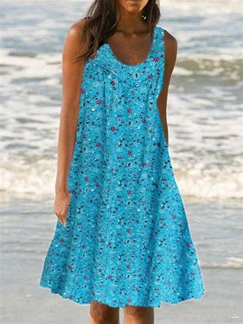 Floral Print Beach Women Summer Midi Dresses Noracora