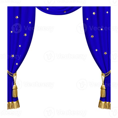 PNG - Transparent Blue Curtains with Gold Tassels and Stars 36053551 PNG