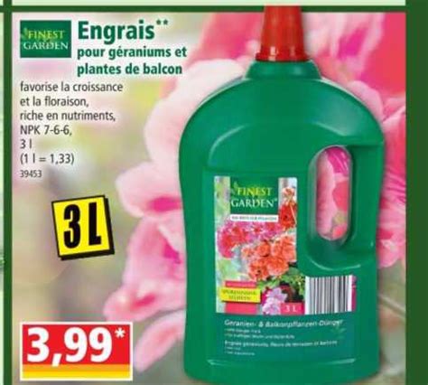 Promo Engrais Pour Géraniums Et Plantes De Balcon Finest Garden chez