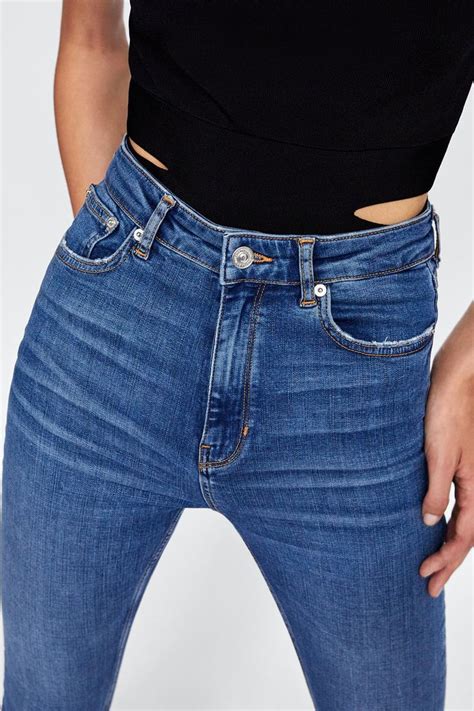 Image Of Zw Premium High Waist Skinny Jeans In Dover Blue From Zara