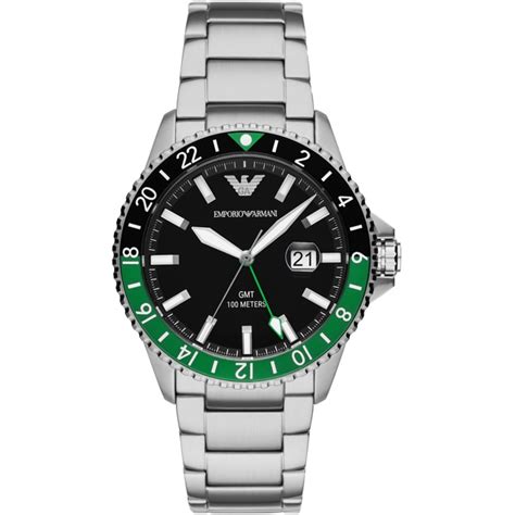 Emporio Armani Diver GMT Silbrig Schwarz Grün AR11589