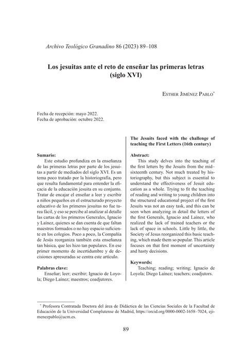 PDF Los jesuitas ante el reto de enseñar las primeras letras siglo XVI