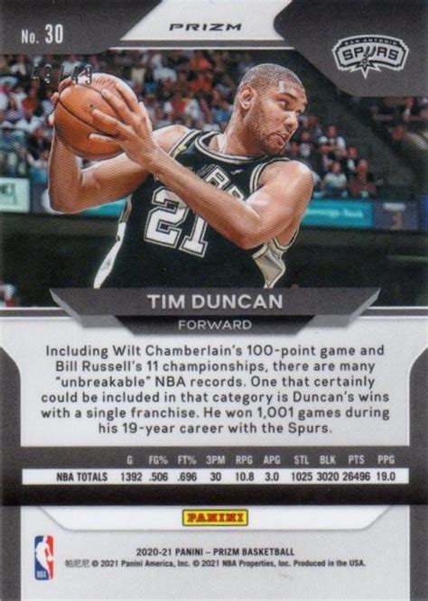 ミントモール MINT 千葉店 2020 21 Panini Prizm Tim Duncan Orange 30 49 49