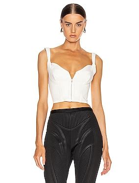 Mugler Zip Front Sequin Bustier In Version Black Fwrd