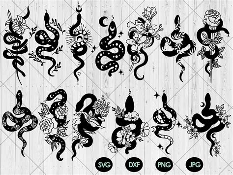 14 Snake Svg Bundle Floral Snake Svg Png Dxf  Etsy Canada