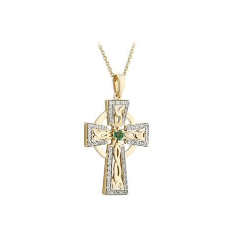 K Gold Diamond Celtic Cross Necklace Celtic Cross Online