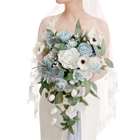 Ramo De Novia Para Boda En Color Azul Tiffany Charm Iniciales Ramo De