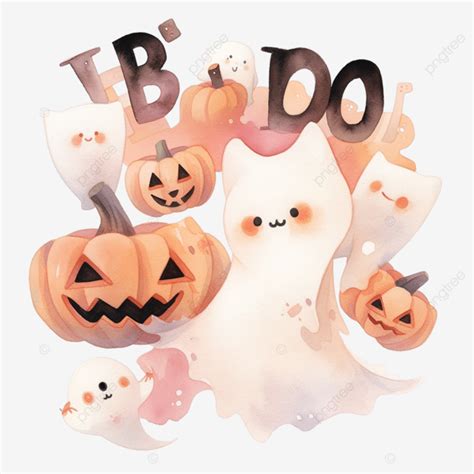 Cute Boo Word Halloween Watercolor Clipart, Boo, Word, Halloween PNG ...