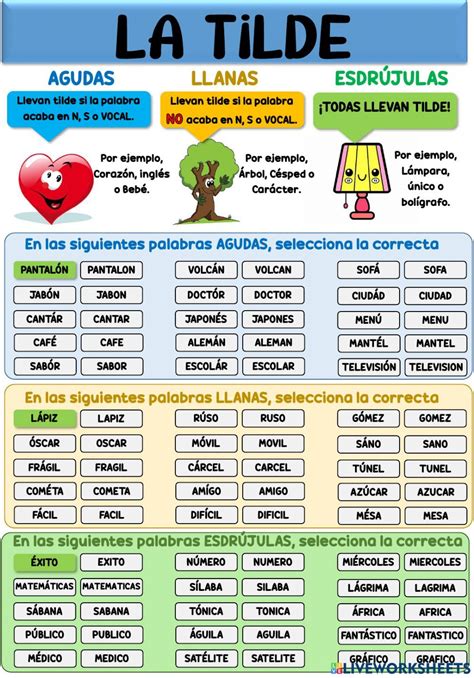 Ficha Online De Acentos Y Tildes Para Cuarto De Primaria Puedes Hacer