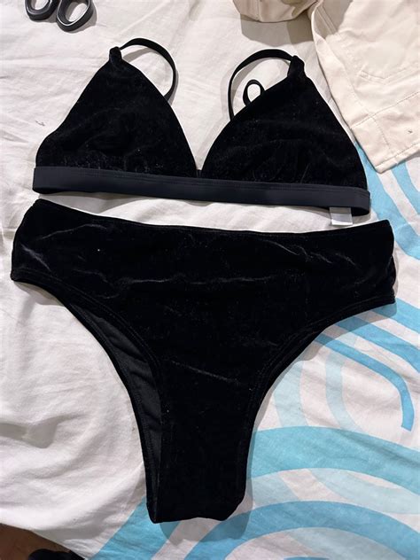 Velvet Bikini Set Women S Fashion Swimwear Bikinis Swimsuits On Carousell