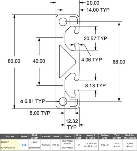 40 8020 T Slot Extrusion Custom Length Fandl Division Of Mi Automation Solutions Group 80 20