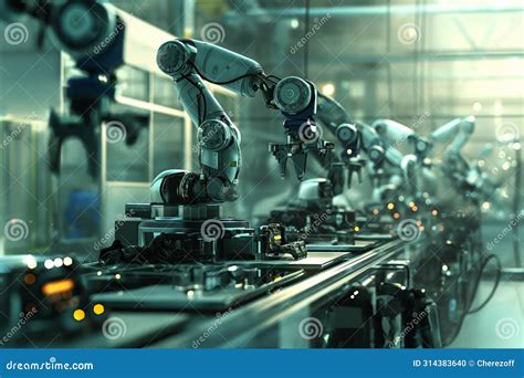 Advanced Robotic Assembly Line in Factory Stock Photo - Image of ...