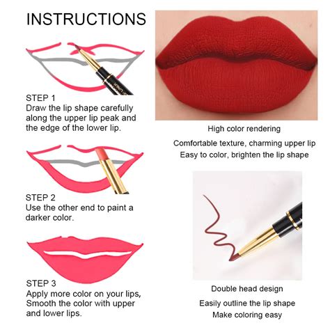 Evpct Juego De Delineadores De Labios Y Pintalabios De Color Rojo Intenso Oscuro Y Nude Para