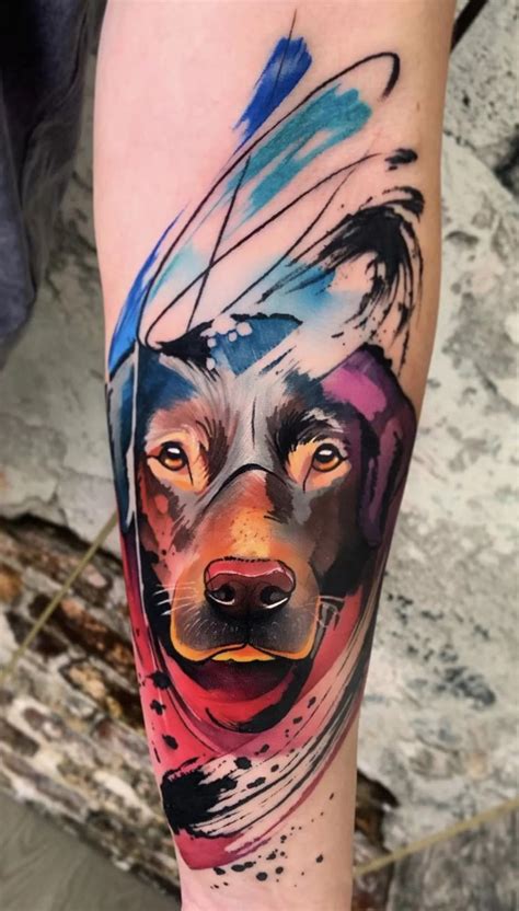 Watercolor Forearm Dog Tattoo - TATTOOGOTO