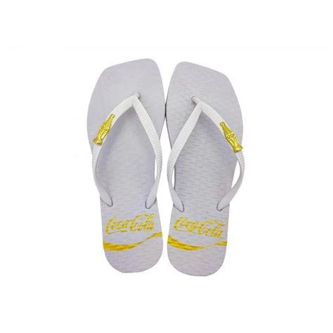 Chinelo Coca Cola Madison Feminino Branco Dourado GODIVA CALÇADOS