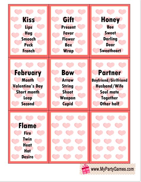 25 Free Printable Valentine Taboo Game Cards Artofit