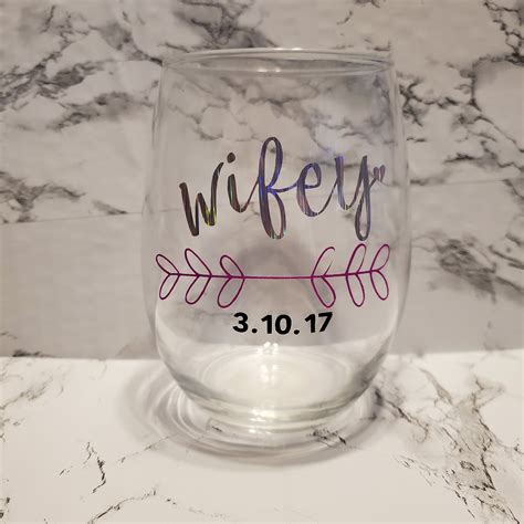 Personalized Wifey Wine Glass Wifey Stemless Wine Glass Etsy Wine