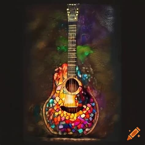 Glass Mosaic Art On A Guitar On Craiyon