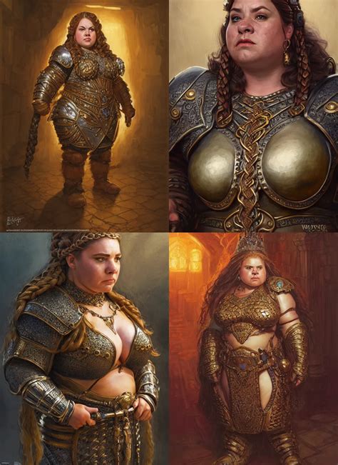 Krea Portrait Chubby Female Dwarf Queen Bronze Dwarven Breastplate