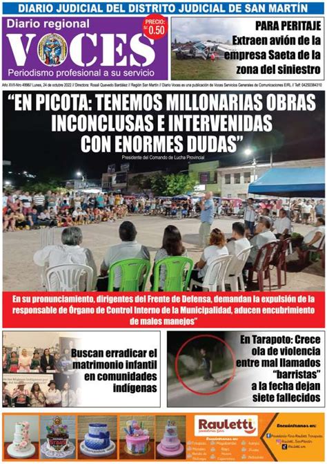 Portada Lunes 24 De Octubre 2022 Diario Voces