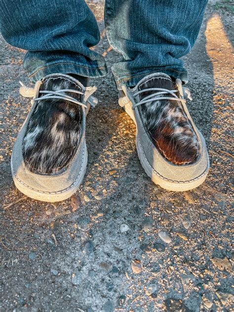 Custom Cowhide Mens Hey Dude Shoes Etsy