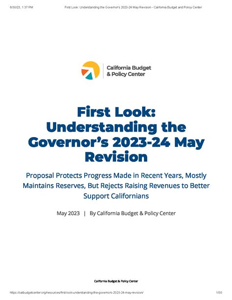 First Look Understanding The Governors 2023 24 May Revision Stuart