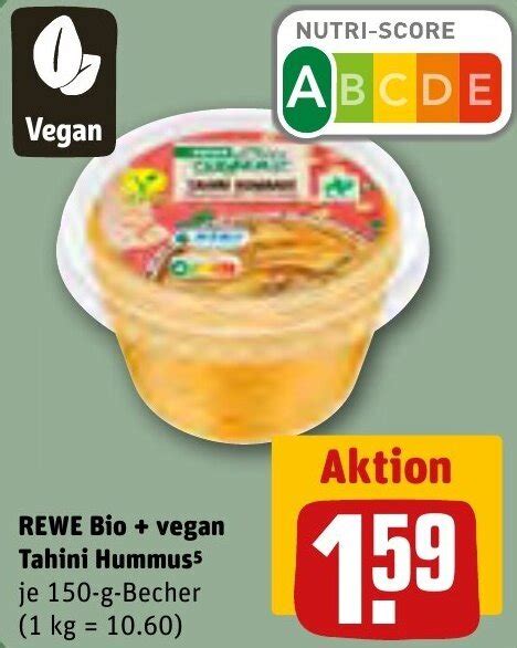 REWE Bio Vegan Tahini Hummus 150 G Becher Angebot Bei REWE Center