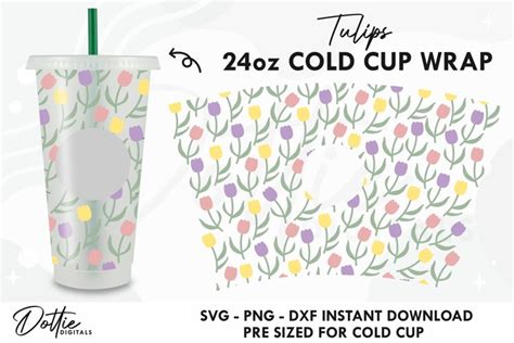 Tulips Flowers Starbucks Wrap Svg Oz Cold Cup